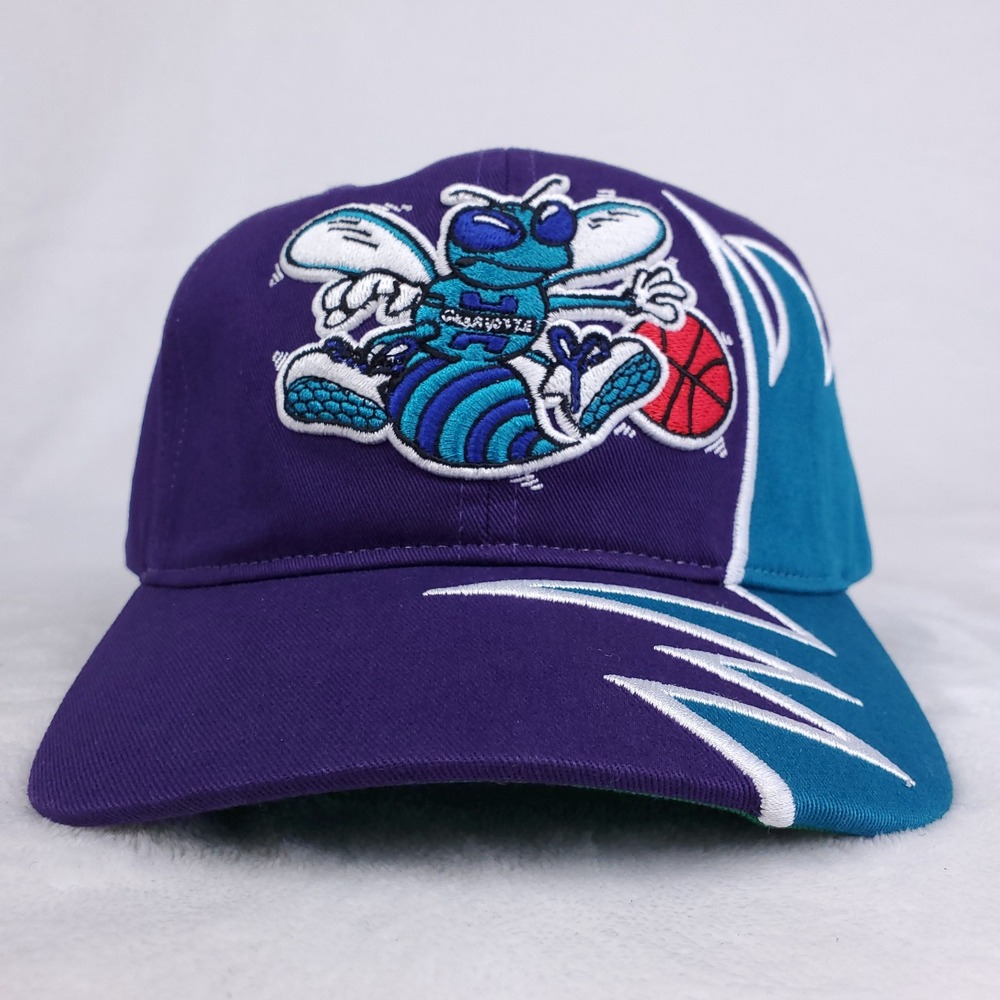 Charlotte Hornets Mitchell & Ness NBA Dad Hat Cap 3D Logo Cut Fabric Art New - Picture 2 of 9